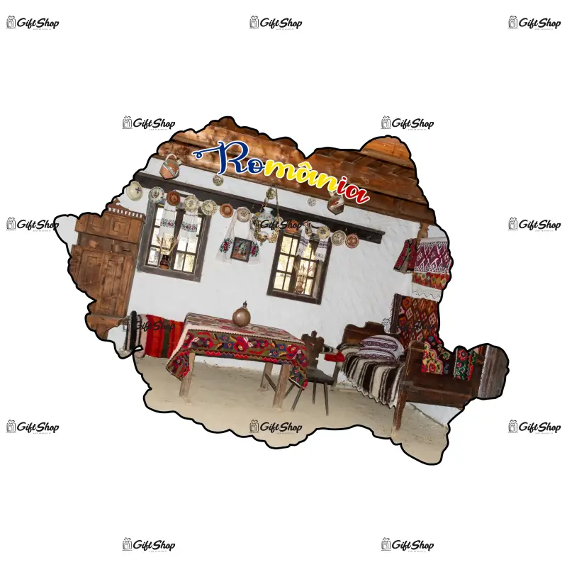 Harta, romania, casa taraneasca, magnet frigider mgs019